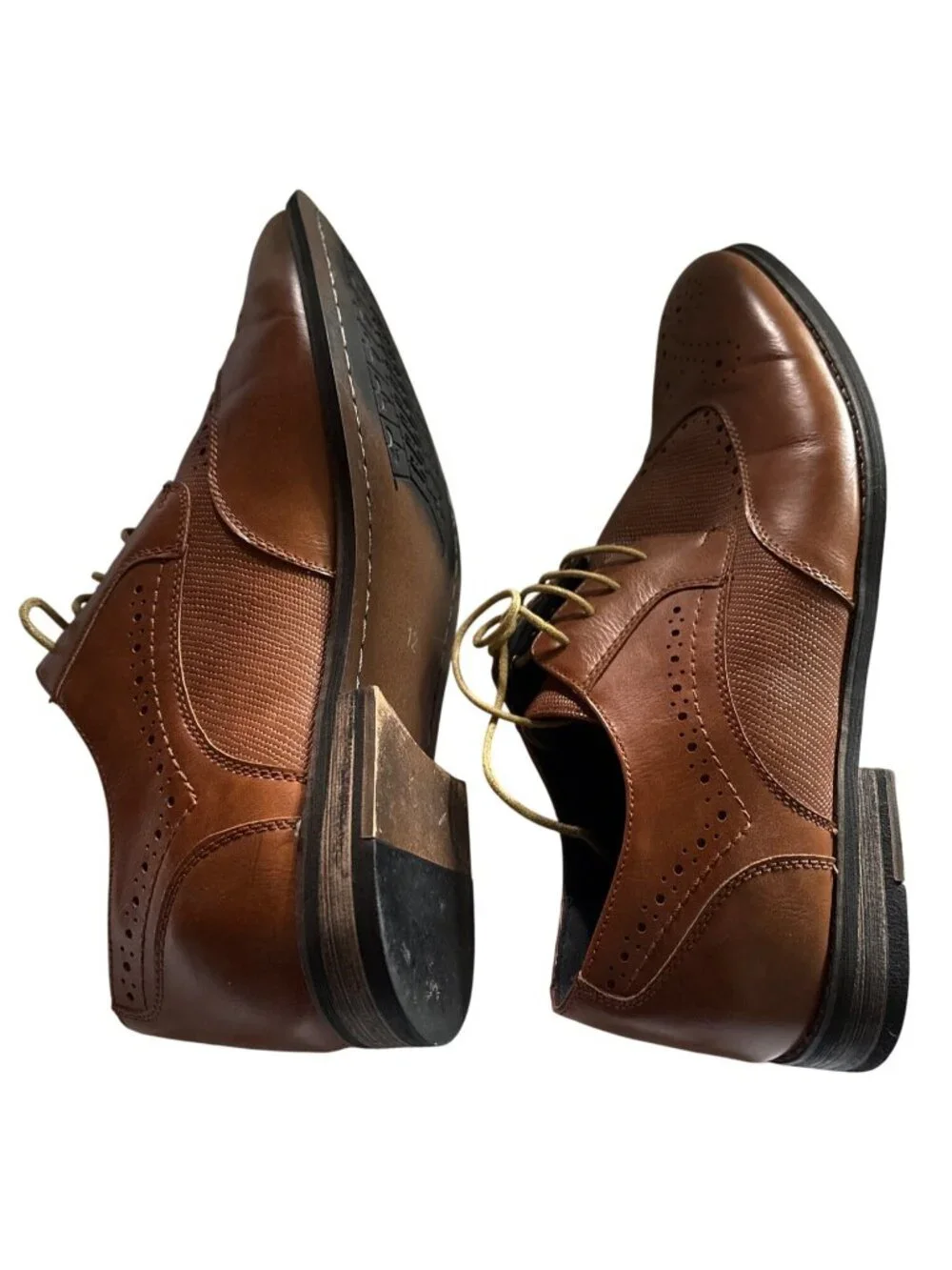 Bruno Marc Brown Leather Oxford Dress Shoes Brogue Size 12 Mens Formal Lace-Up